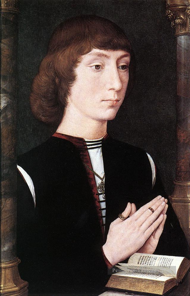 Jeune homme à la prière 1475 hollandais Hans Memling Peintures à l'huile